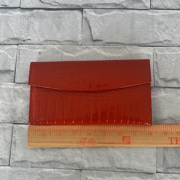 Lamb leather orange trifold wallet - Picture 8 of 10